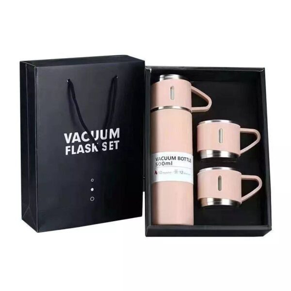 Vacuum flask set with 3 stainless steel cups combo 500ml thermos